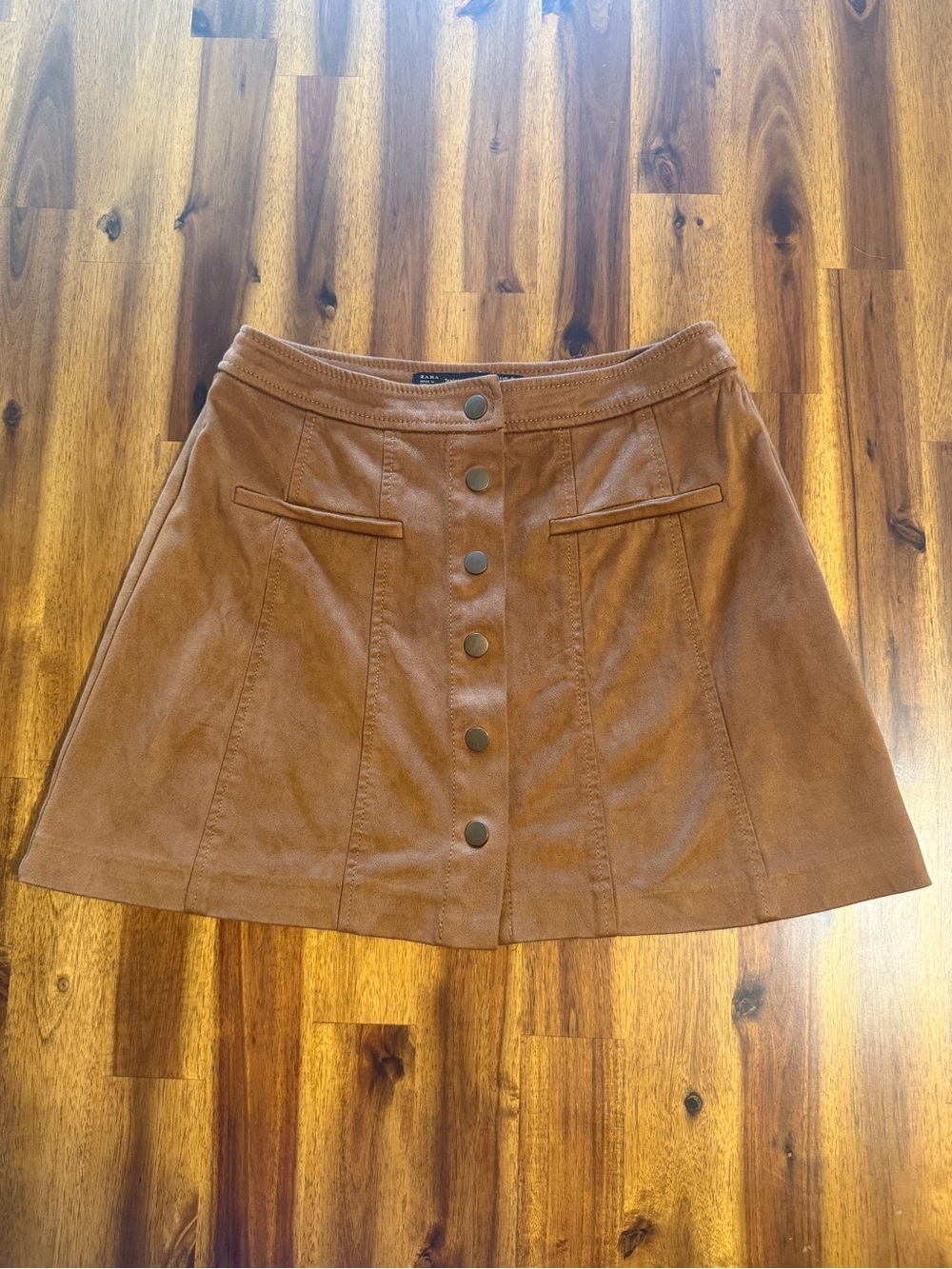 Zara Brown Suede A-Line Mini Skirt Trafaluc Collection